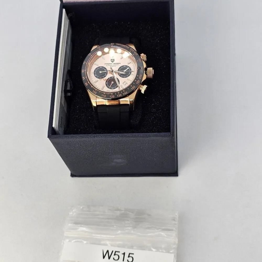 Pagani Design‎ Watch Men's 40MM Gold Dial Black Plastic Red Orange Canvas Bands - Picture 16 of 16